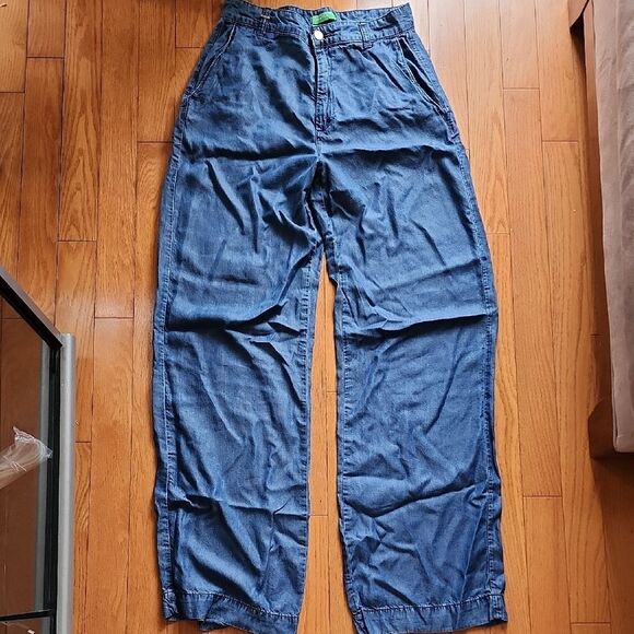 United Colors Of Benetton Women's Blue Wide-Leg Trousers - Women's Size 6 - Picture 1 of 3